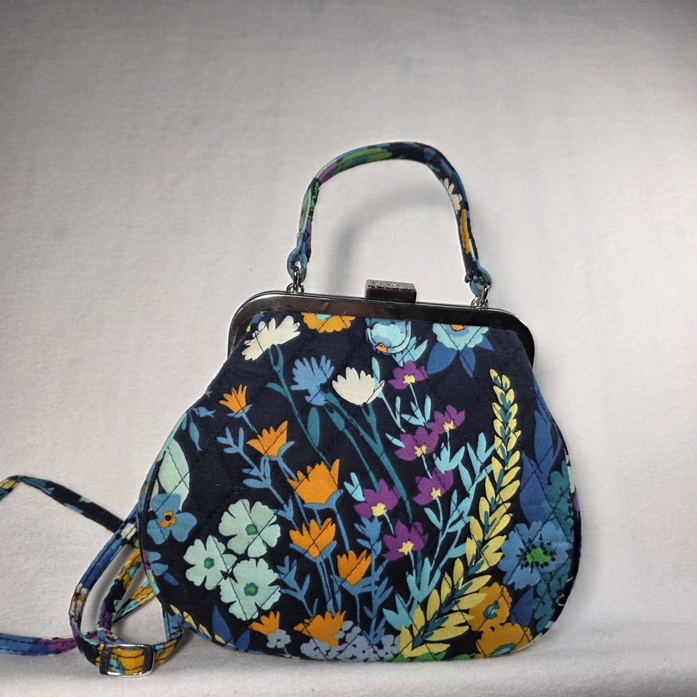 Vera Bradley Barbara Frame Bag Midnight Blue Quilted Crossbody Metal Clasp